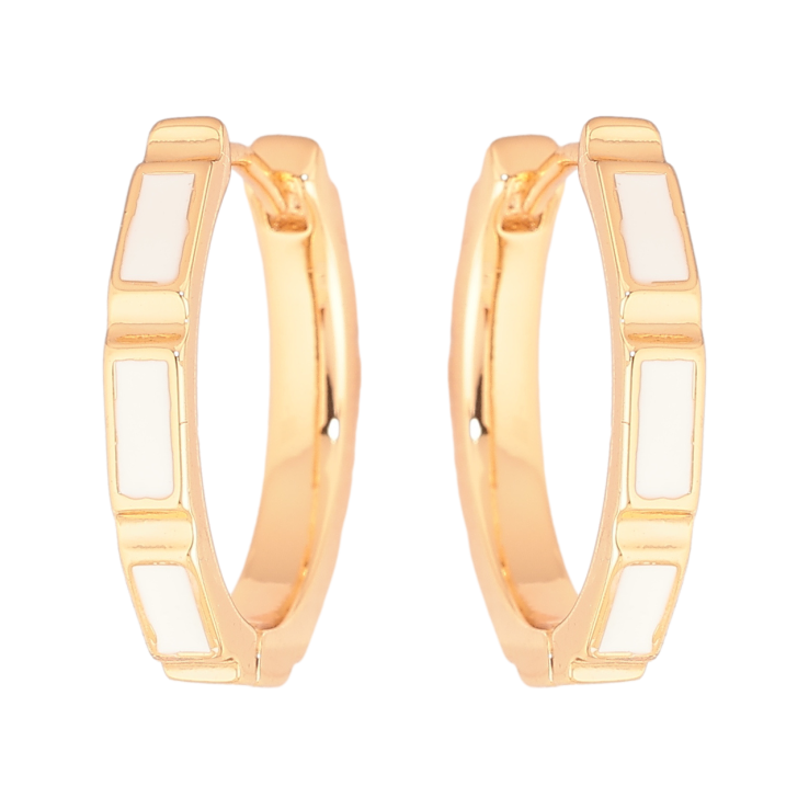 Серьги Xuping Позолота 18K колечки Узор с белой эмалью фото №24