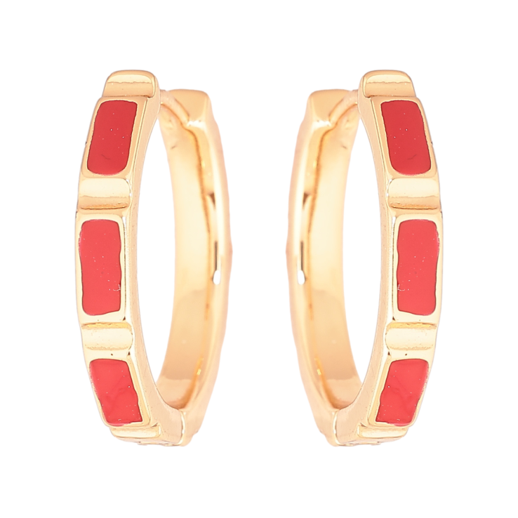 Серьги Xuping Позолота 18K колечки Узор с красной эмалью фото №5