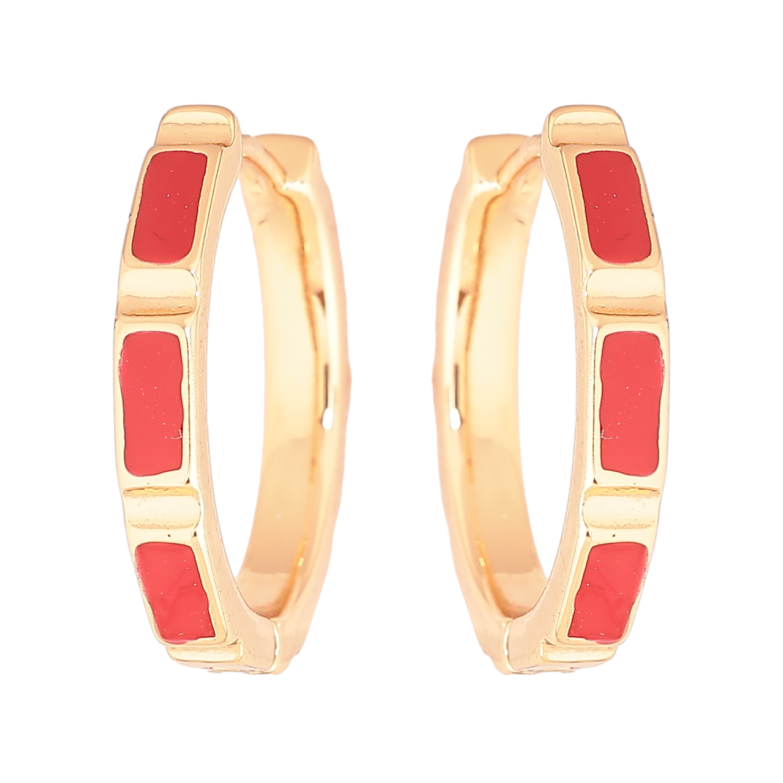 Серьги Xuping Позолота 18K колечки Узор с красной эмалью фото №1