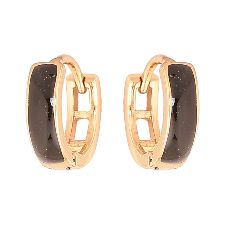 Серьги Xuping Позолота 18K колечки Покраска черной эмалью ø 11мм фото №1