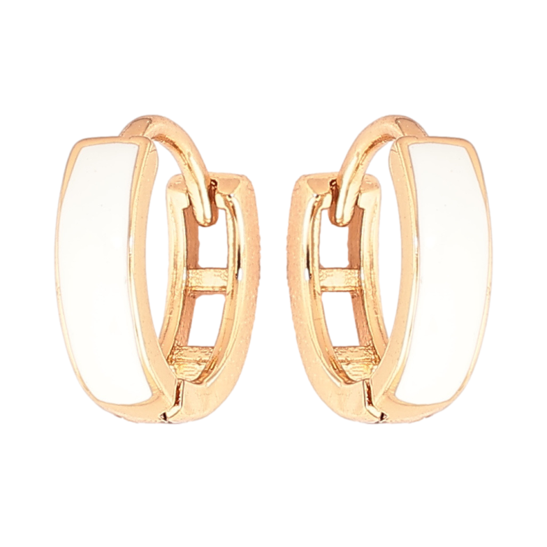 Серьги Xuping Позолота 18K колечки Покраска белой эмалью ø 11мм фото №1 Серьги Xuping Позолота 18K колечки Покраска белой эмалью ø 11мм фото №1