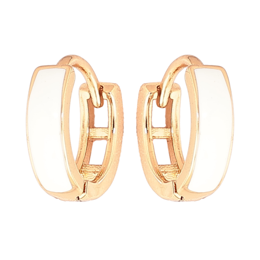 Сережки Xuping Позолота 18K колечка «Пофарбовані білою емаллю» ø 11мм фото №1 Сережки Xuping Позолота 18K колечка «Пофарбовані білою емаллю» ø 11мм фото №1