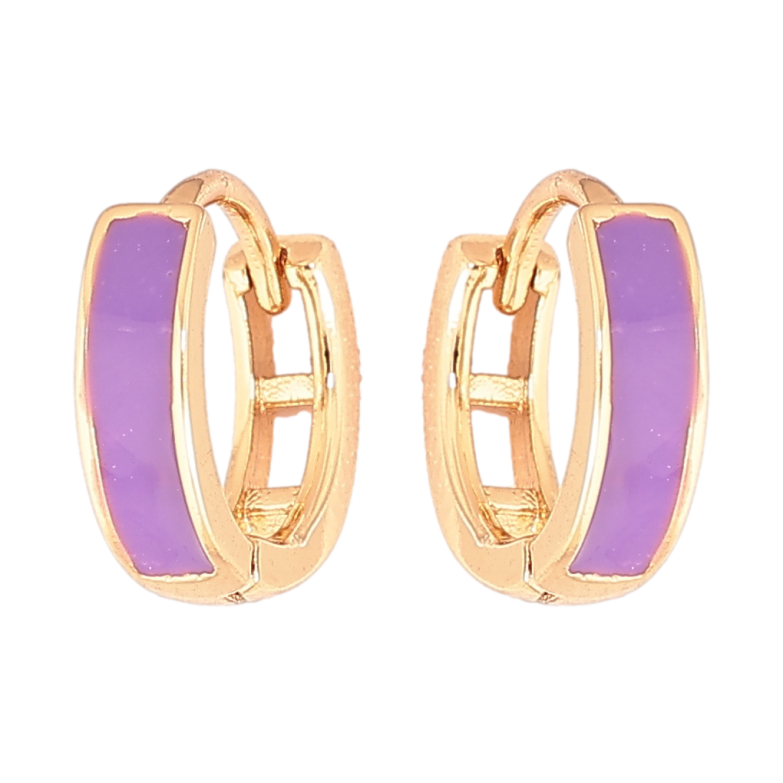 Сережки Xuping Позолота 18K колечка «Пофарбовані бузковою емаллю» ø 11мм фото №1 Сережки Xuping Позолота 18K колечка «Пофарбовані бузковою емаллю» ø 11мм фото №1