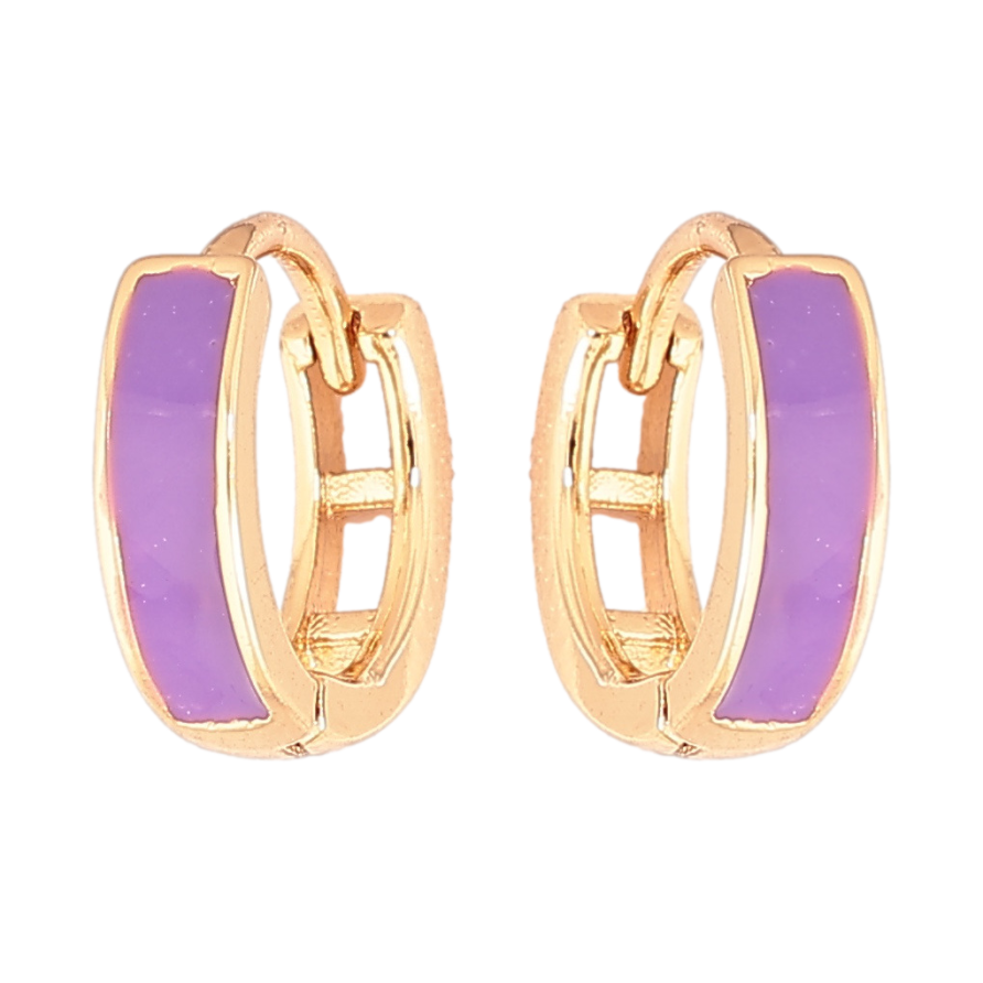 Серьги Xuping Позолота 18K колечки Покраска сиреневой эмалью ø 11мм фото №1