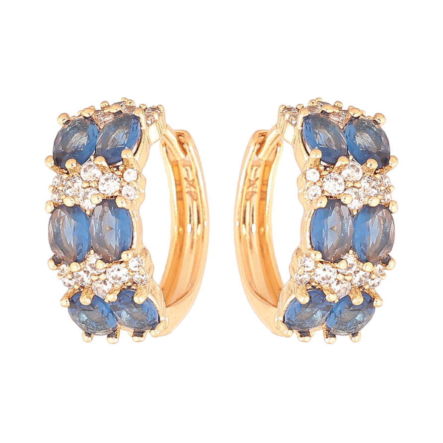 Серьги Xuping Позолота 18K колечки Инкрустация бело-синими кристаллами фото №1