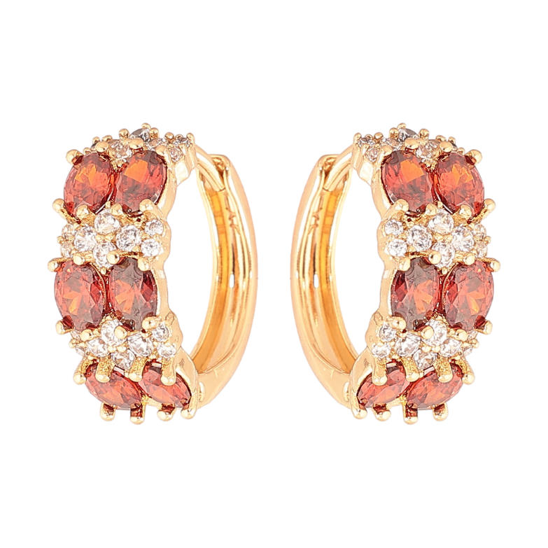 Сережки Xuping Позолота 18K колечка «Інкрустація біло-червоними кристалами» фото №1 Сережки Xuping Позолота 18K колечка «Інкрустація біло-червоними кристалами» фото №1