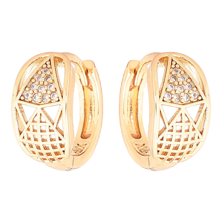 Сережки Xuping Позолота 18K колечка «Візерунок з кристалами» фото №19