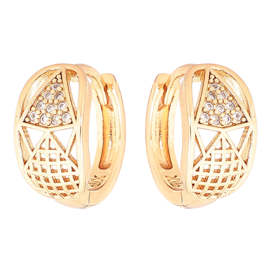 Сережки Xuping Позолота 18K колечка «Візерунок з кристалами» фото №1 Сережки Xuping Позолота 18K колечка «Візерунок з кристалами» фото №1