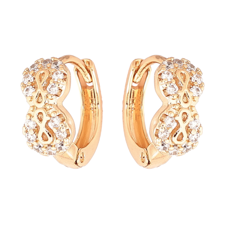 Серьги Xuping Позолота 18K колечки Восьмерки с кристаллами фото №1 Серьги Xuping Позолота 18K колечки Восьмерки с кристаллами фото №1