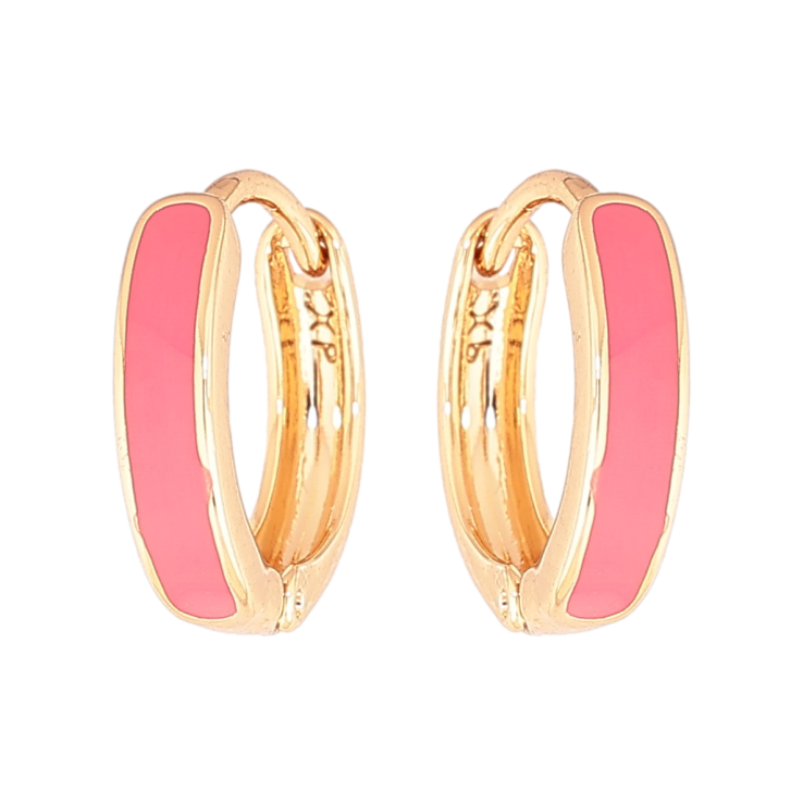 Сережки Xuping Позолота 18K колечка «Пофарбовані рожевою емаллю» ø 14мм фото №23
