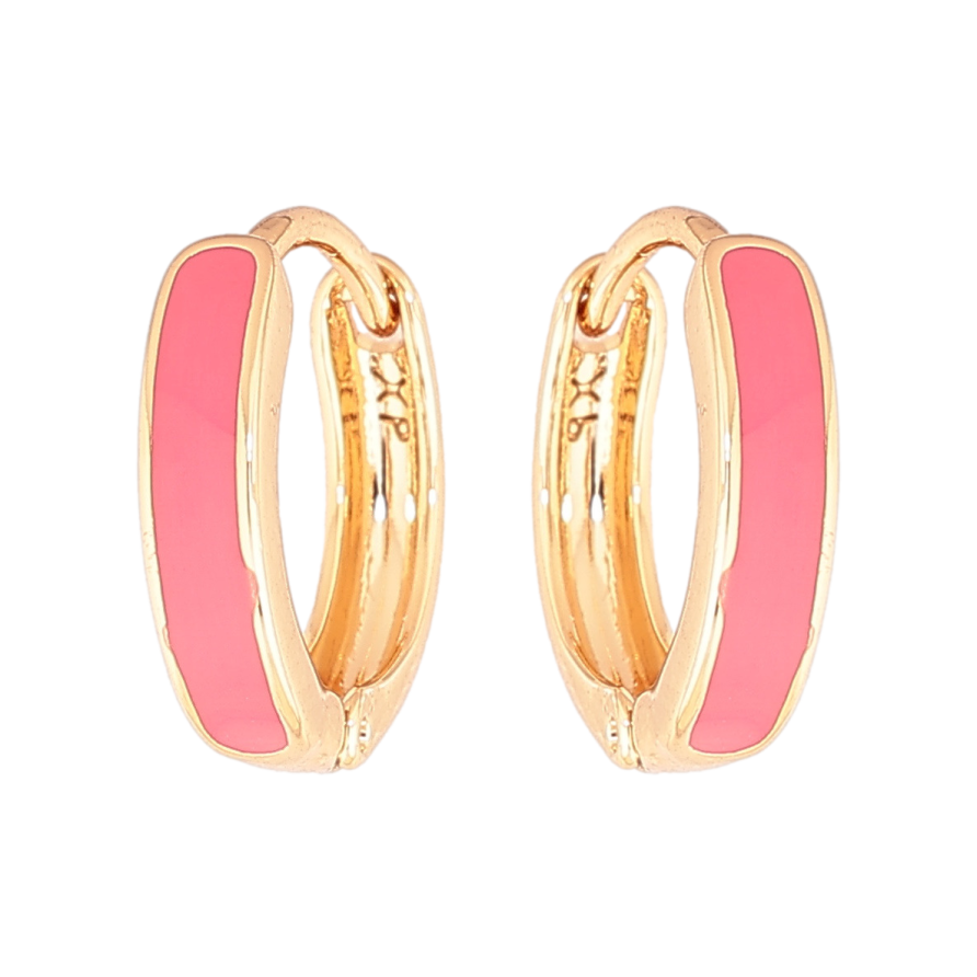 Сережки Xuping Позолота 18K колечка «Пофарбовані рожевою емаллю» ø 14мм фото №1 Сережки Xuping Позолота 18K колечка «Пофарбовані рожевою емаллю» ø 14мм фото №1