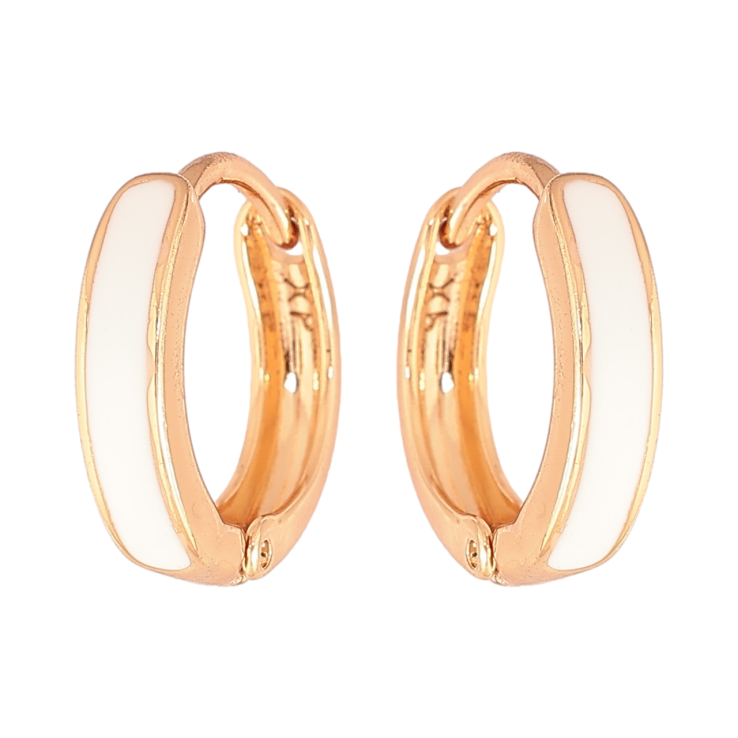 Серьги Xuping Позолота 18K колечки Покраска белой эмалью ø 14мм фото №22
