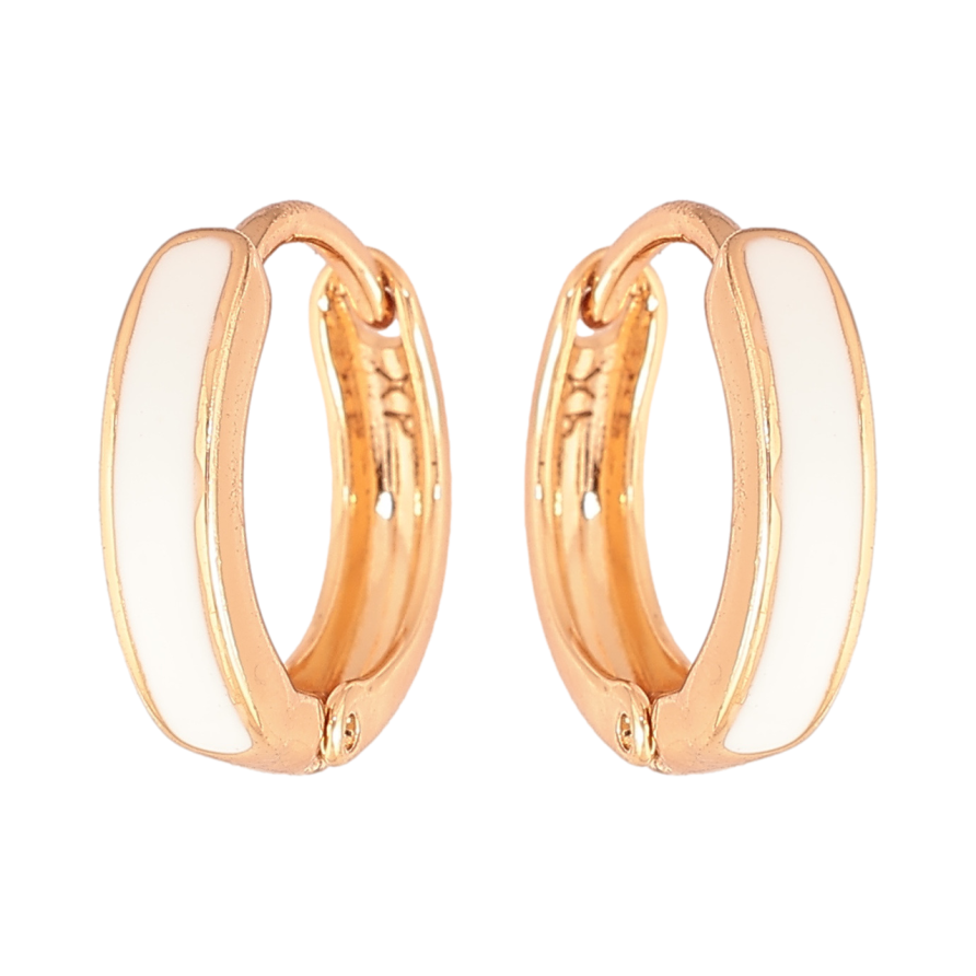 Серьги Xuping Позолота 18K колечки Покраска белой эмалью ø 14мм фото №1