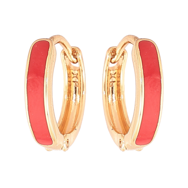 Серьги Xuping Позолота 18K колечки Покраска красной эмалью ø 14мм фото №21