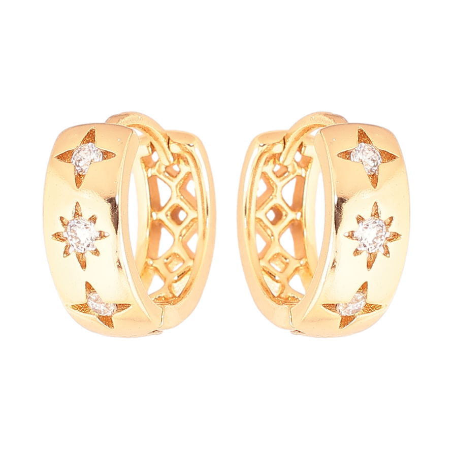 Серьги Xuping Позолота 18K колечки Узор звезды с кристаллами фото №1 Серьги Xuping Позолота 18K колечки Узор звезды с кристаллами фото №1