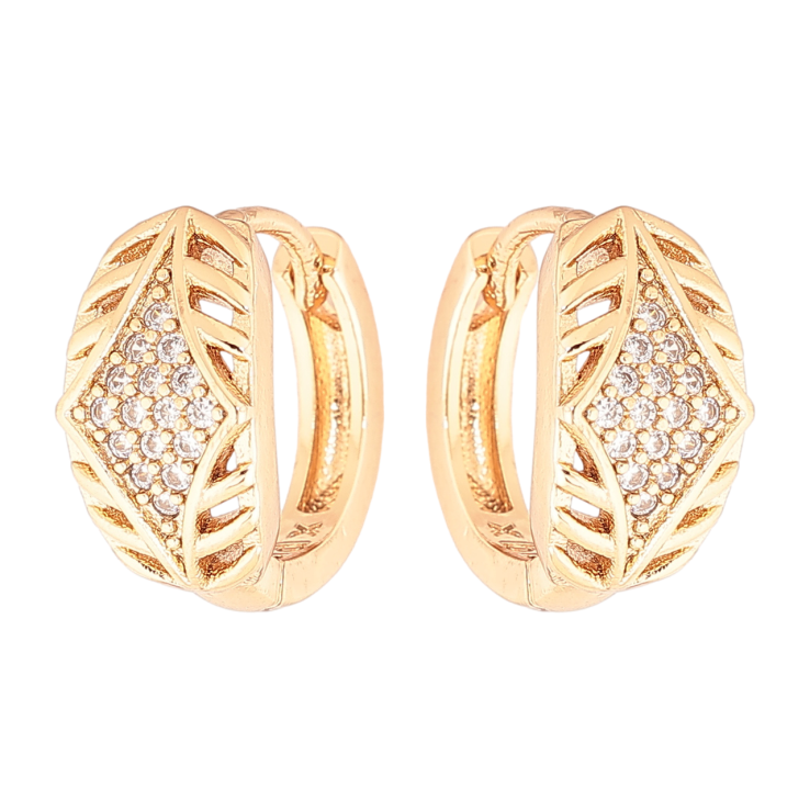 Сережки Xuping Позолота 18K колечка «Різьблений візерунок з кристалами» фото №21