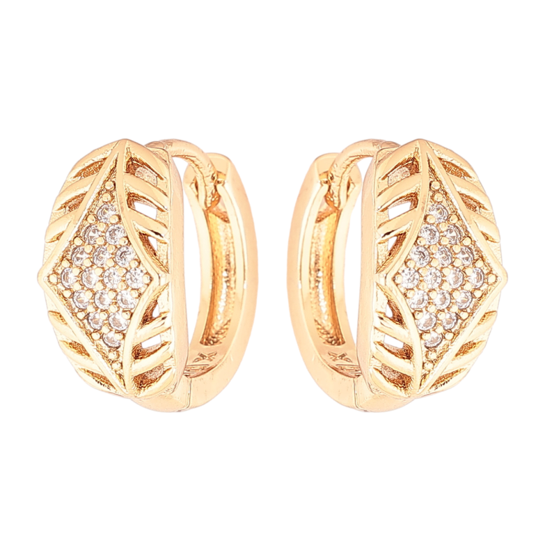 Сережки Xuping Позолота 18K колечка «Різьблений візерунок з кристалами» фото №7 Сережки Xuping Позолота 18K колечка «Різьблений візерунок з кристалами» фото №7
