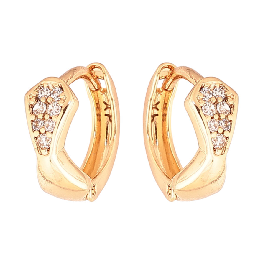 Серьги Xuping Позолота 18K колечки Узор с кристаллами фото №1 Серьги Xuping Позолота 18K колечки Узор с кристаллами фото №1