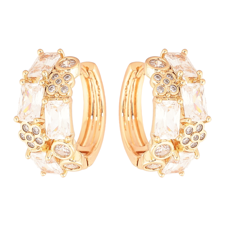 Серьги Xuping Позолота 18K колечки Инкрустация кристаллами фото №1