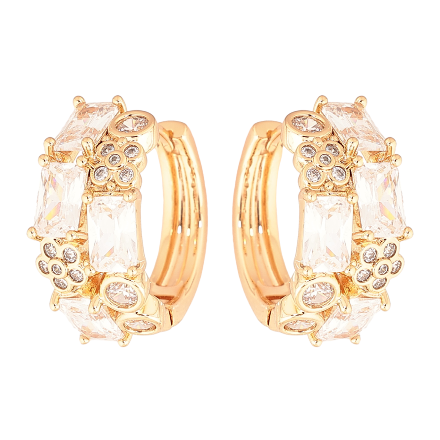 Серьги Xuping Позолота 18K колечки Инкрустация кристаллами фото №1