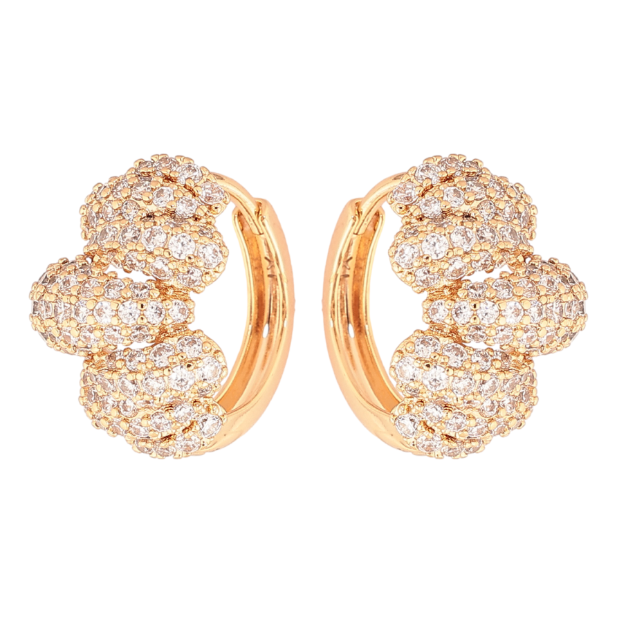 Серьги Xuping Позолота 18K колечки Инкрустация кристаллами фото №1 Серьги Xuping Позолота 18K колечки Инкрустация кристаллами фото №1