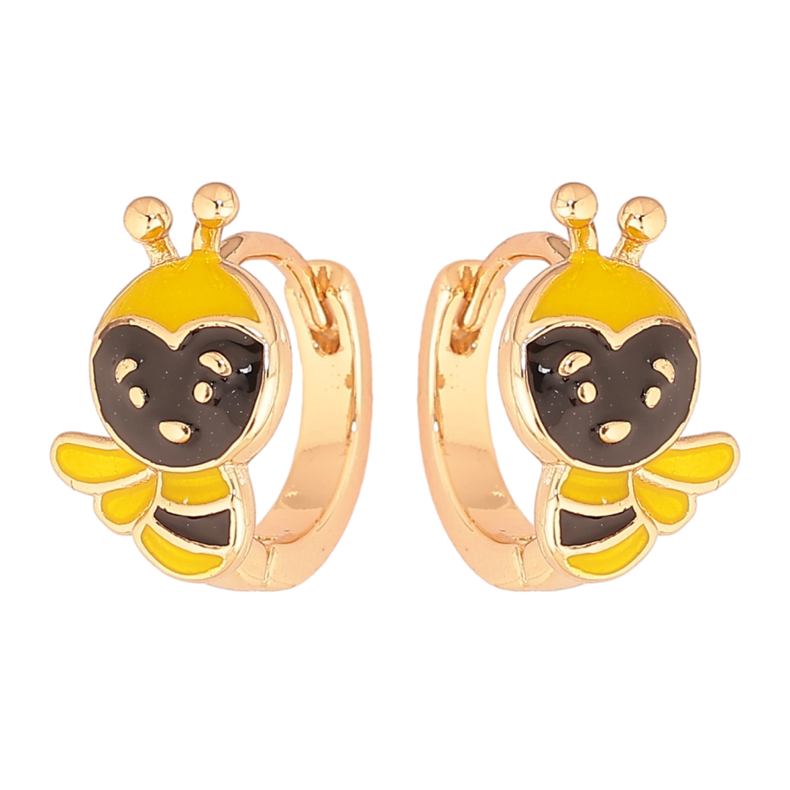 Сережки Xuping Позолота 18K колечка «Бджоли з емаллю» фото №1