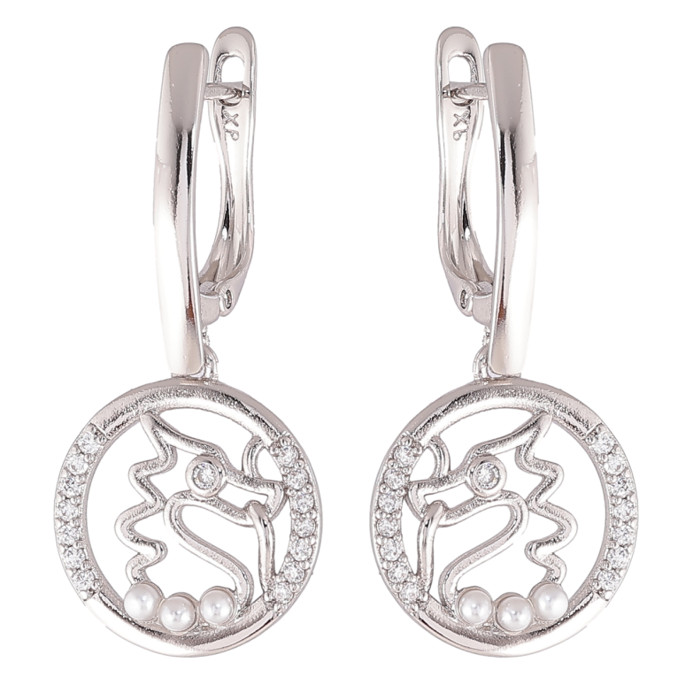 Серьги Xuping Родий английский замок Дракон фото №1 Серьги Xuping Родий английский замок Дракон фото №1