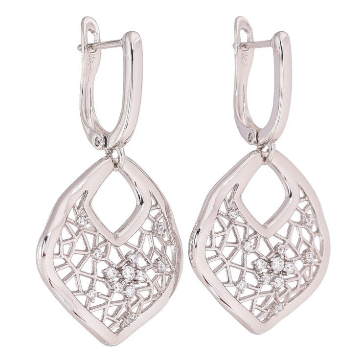 Сережки Xuping Родій англійський замок «Ажурні підвіски» фото №19