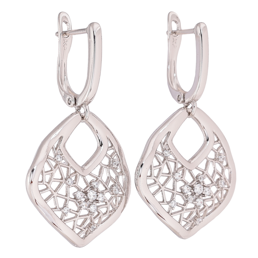 Сережки Xuping Родій англійський замок «Ажурні підвіски» фото №1