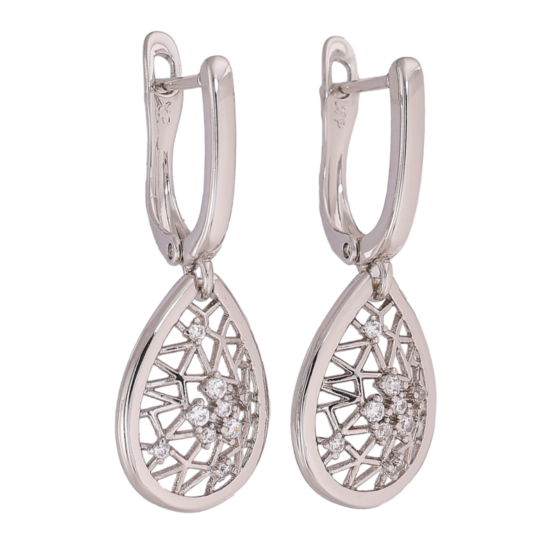 Сережки Xuping Родій англійський замок «Ажурні підвіски» фото №2