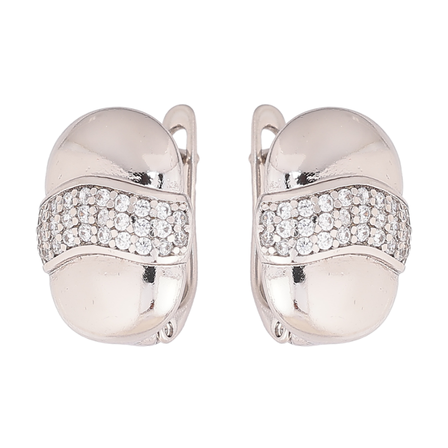 Сережки Xuping Родій англійський замок «Овали з інкрустацією кристалами» фото №1