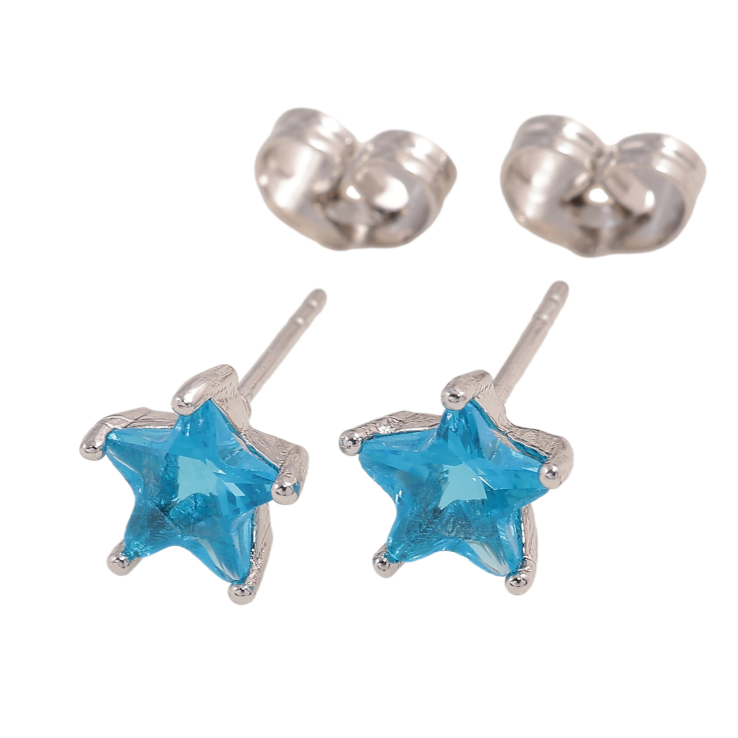 Сережки Xuping Родій пусети «Блакитні кришталеві зірки» фото №5