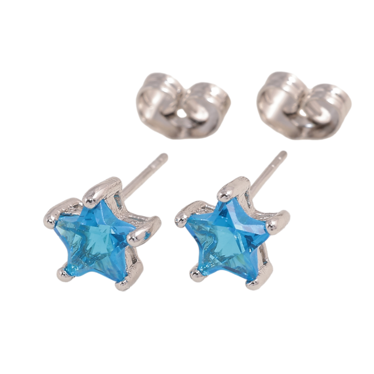 Сережки Xuping Родій пусети «Блакитні кришталеві зірки» фото №6