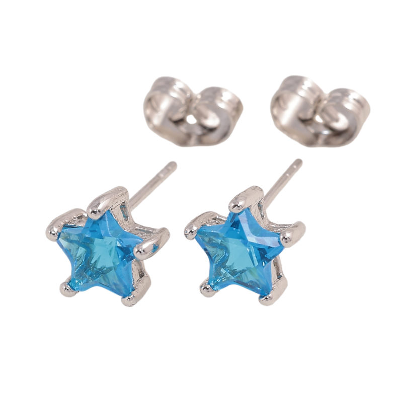 Сережки Xuping Родій пусети «Блакитні кришталеві зірки» фото №1