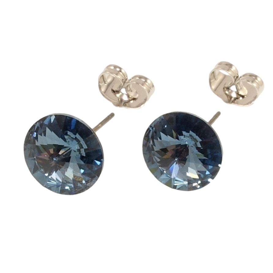 Сережки Xuping колір Родій з кристалами Swarovski пусети Кристал Montana ø 11мм фото №1