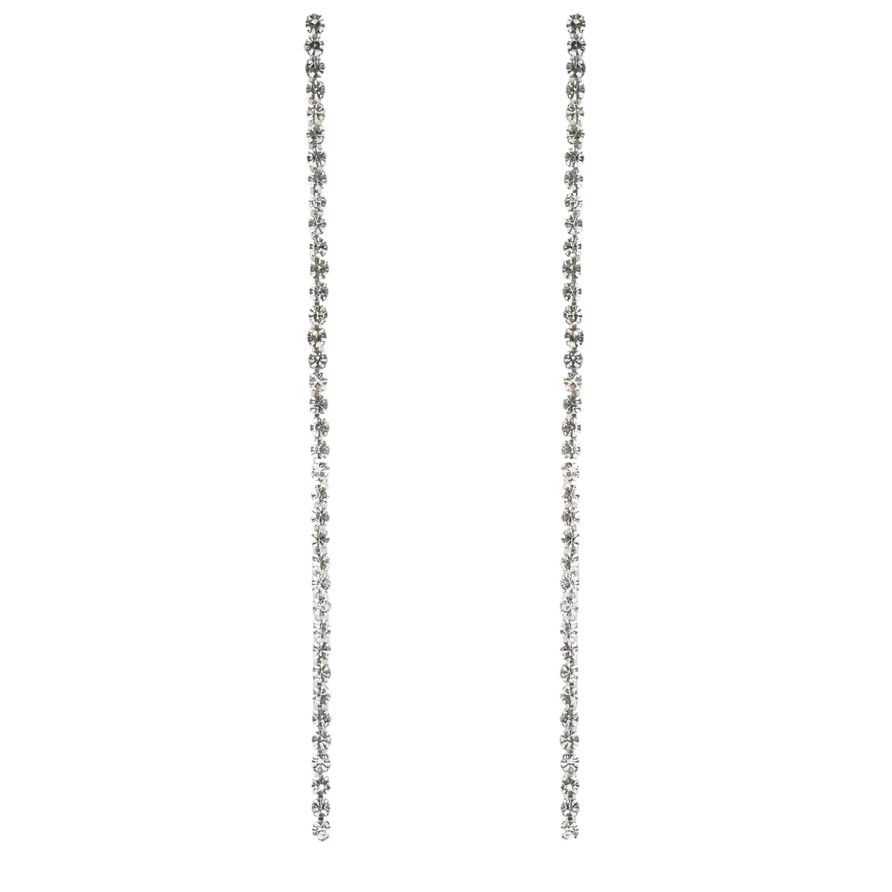 Сережки пусети Доріжка зі страз фото №1