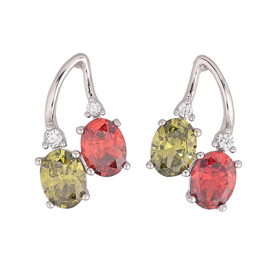 Серьги Xuping Родий пусеты Цветные кристаллы фото №1