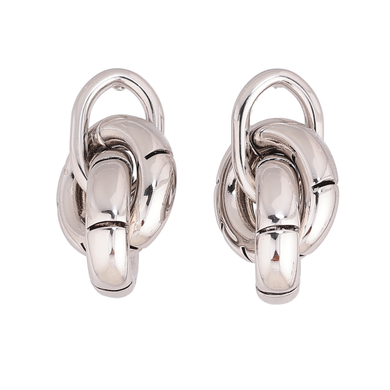 Серьги Xuping цвет Родий пусеты Переплетенные кольца фото №3