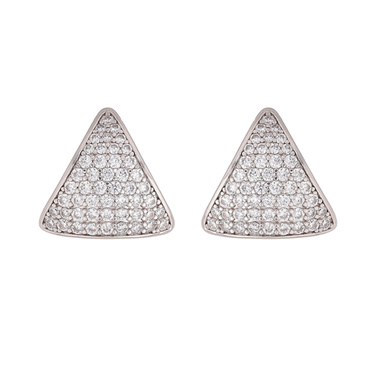 Сережки Xuping колір Родій пусети Трикутники з інкрустацією кристалами фото №20