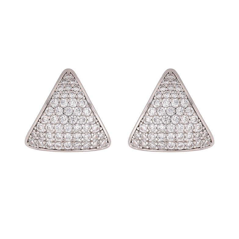 Сережки Xuping колір Родій пусети Трикутники з інкрустацією кристалами фото №1