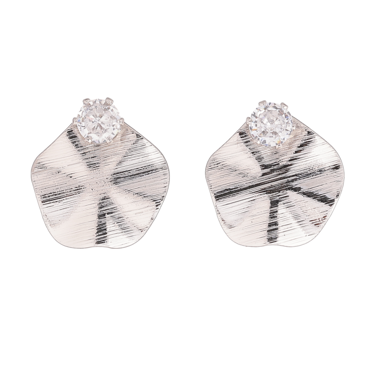 Сережки Xuping колір Родій пусети Латаття з кристалами фото №12