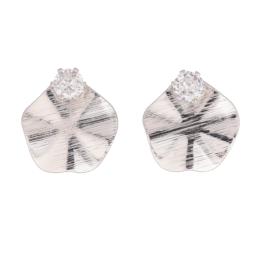 Сережки Xuping колір Родій пусети Латаття з кристалами фото №1