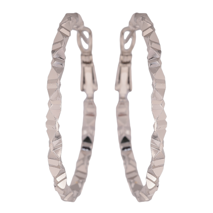 Сережки Xuping колір Родій кільця (конго) Декоративний візерунок ø 4см фото №21