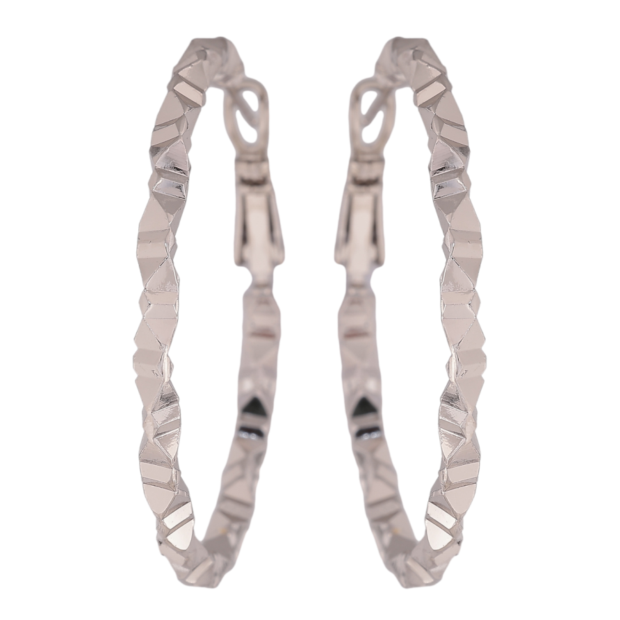 Сережки Xuping колір Родій кільця (конго) Декоративний візерунок ø 4см фото №1