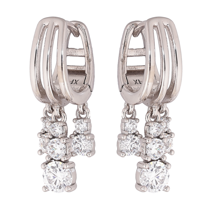 Сережки Xuping колір Родій підвіски на колечках Візерунок з кристалами фото №17