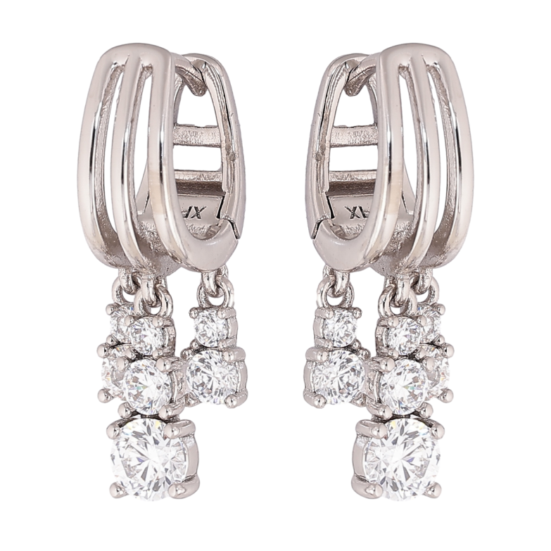 Сережки Xuping колір Родій підвіски на колечках Візерунок з кристалами фото №7