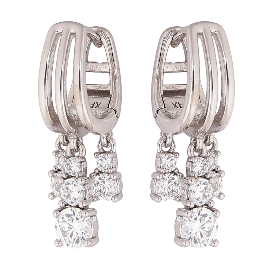 Сережки Xuping колір Родій підвіски на колечках Візерунок з кристалами фото №1