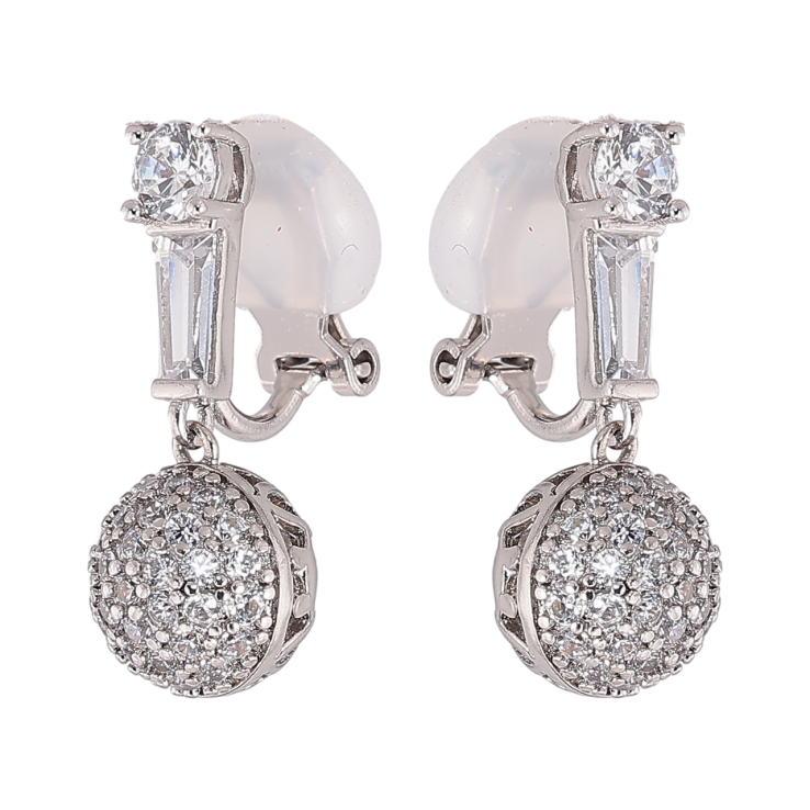 Сережки Xuping колір Родій кліпси Кульки з інкрустацією кристалами фото №23