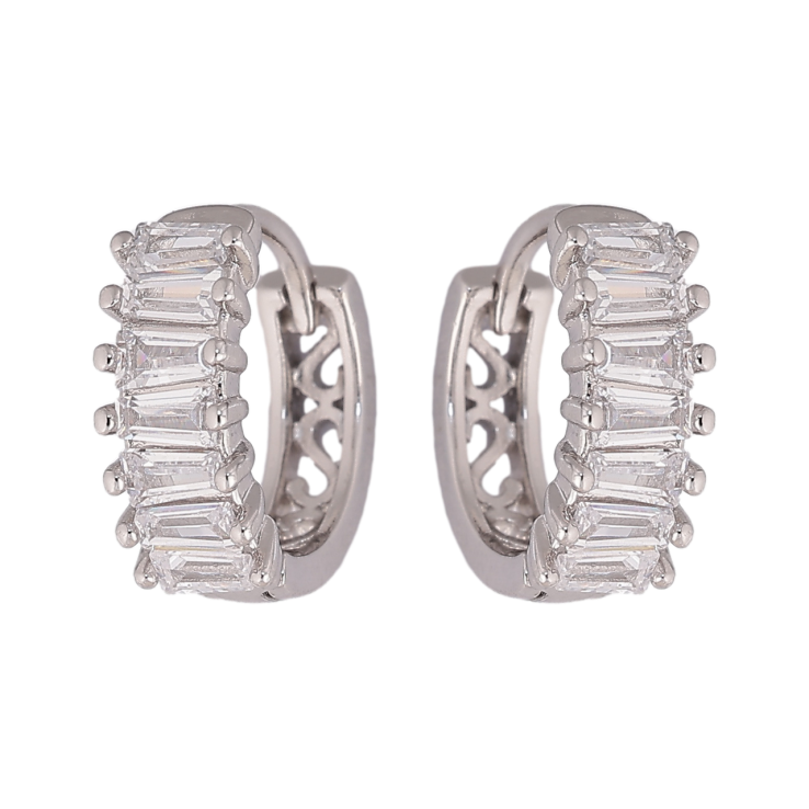 Сережки Xuping колір Родій колечка Дорожки кристалів фото №5