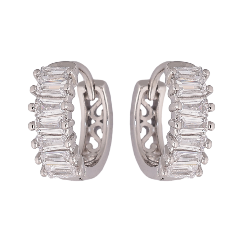 Сережки Xuping колір Родій колечка Дорожки кристалів фото №1